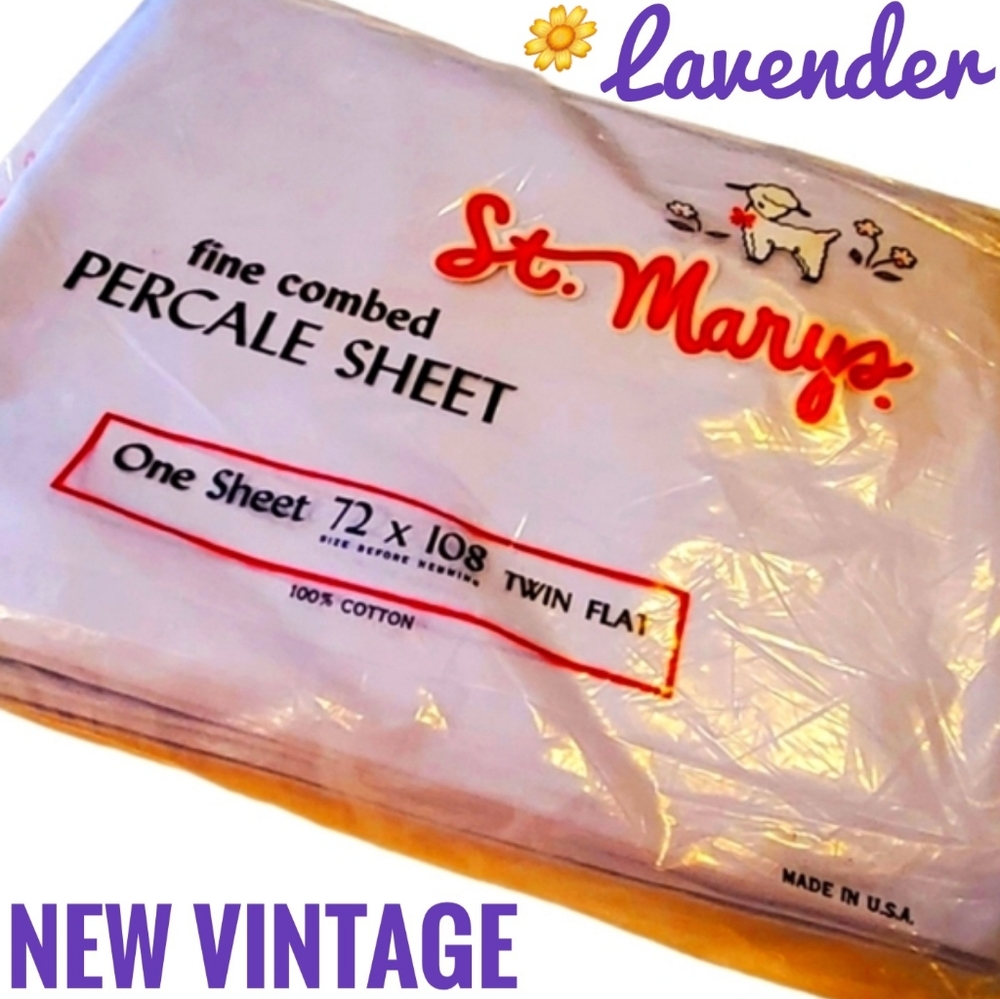 Lavender Flat Sheet Twin New In Package Vintage Deadstock